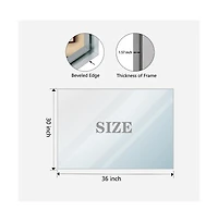 Busdays 36 x 30 Inch Glossy Bathroom Mirror Rectangle Vanity Mirror Metal Framed Farmhouse Style Hangs Horizontal or Vertical