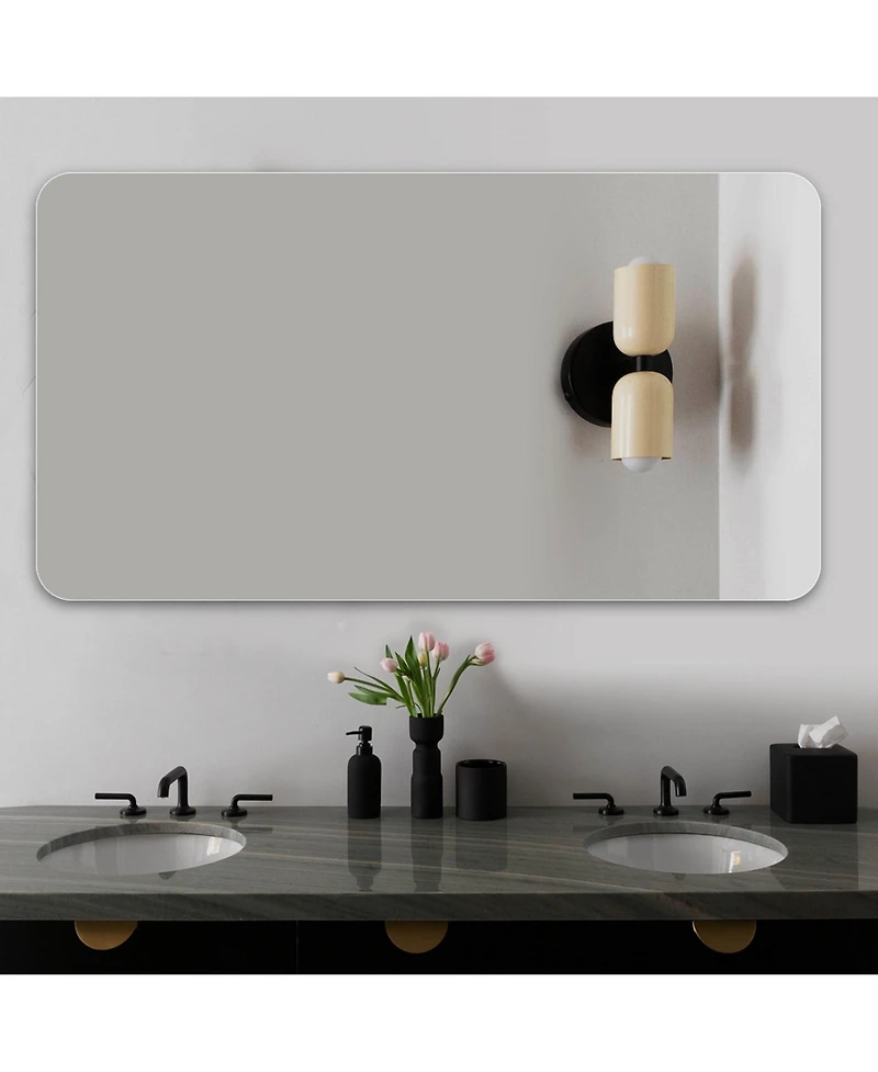 Busdays Wall Mounted Anti Fog Bathroom Vanity Mirror Waterproof Wall Mirror for Bathroom