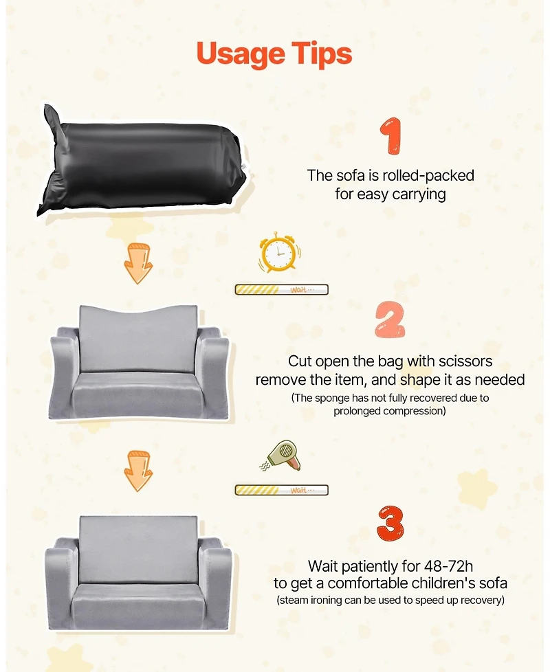 Sugift 2-in-1 Kids Sofa Foldable Toddler Couch Convertible Chair and Lounger