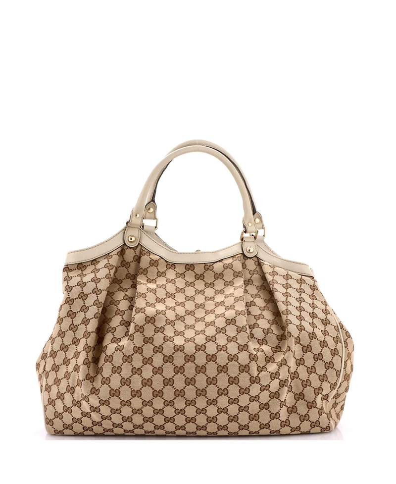 Pre-Owned Gucci Large Sukey Tote Gg Canvas with Leather