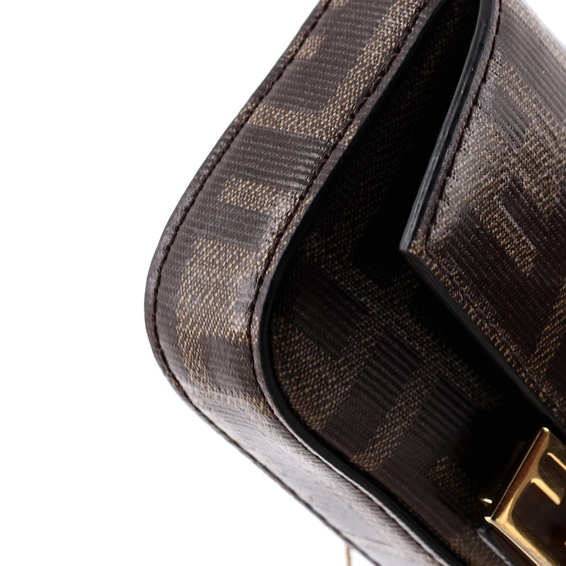 Pre-Owned Fendi Nano Chain Baguette Charm Bag Zucca Coated Canvas