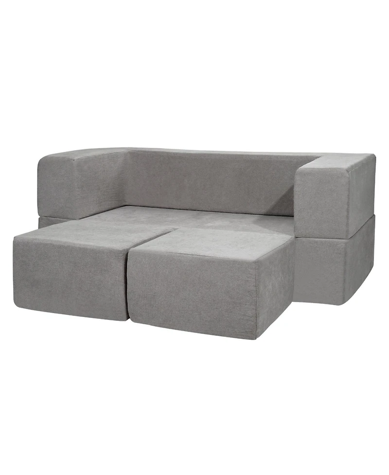 Sugift 4Pcs Modular Kids Play Couch Toddler Sofa Bed for Playroom