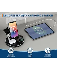 gaomon 9 Drawer Wooden Dressers for Bedroom with Led Lights and Charging Station, Wood Chest of Drawers with App Control