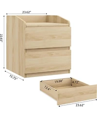gaomon Nightstand with Drawers Bedside Table Light Wood End Table Modern Bed Side Table 2 Drawers Night Stand Drom Side Table Curved with Handle
