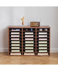 Sugift Literature Organizer, 27 Compartments, Wood Mailbox Sorter for File Storage