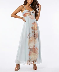 Taylor Women's Twist-Front Floral Empire Waist Sweetheart Neck Pull-On Dress