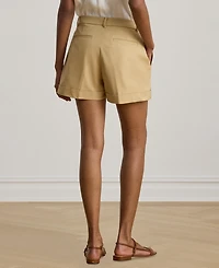Lauren Ralph Women's Pleated Double-Faced Cotton Short
