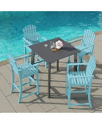 Gouun Tall Acacia Wood Adirondack Chair with Armrests and Built-In Footrest