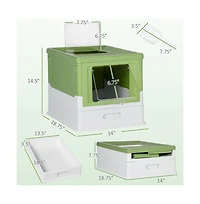 Zeus and Ruta Enclosed Cat Litter Box with Front Entry Odor Control Easy Clean Design Large Capacity