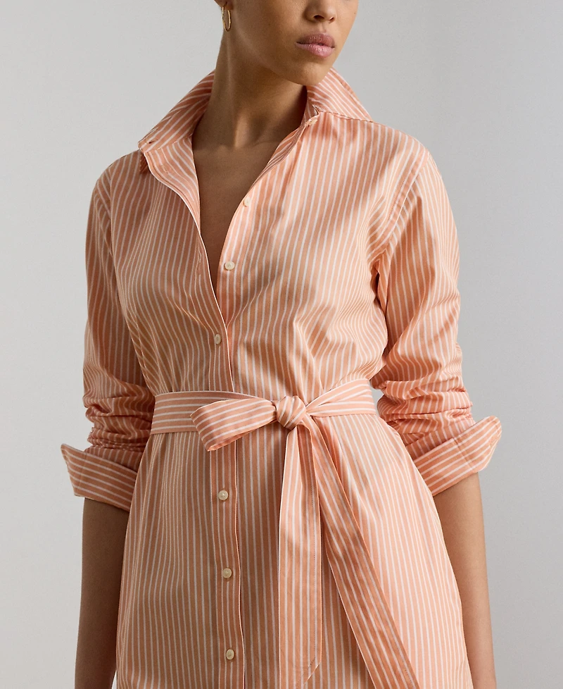 Lauren Ralph Petite Button-Down Striped End-On-End Shirt Dress