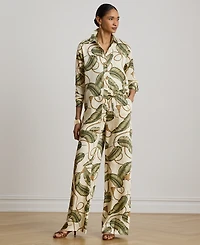 Lauren Ralph Petite Point Collar Relaxed-Fit Rope-Print Twill Shirt
