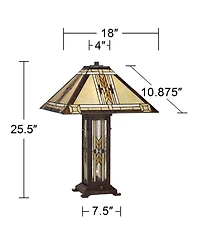 Franklin Iron Works Drake Mission Tiffany Style Table Lamp 25 1/2" High with Table Top Dimmer Nightlight