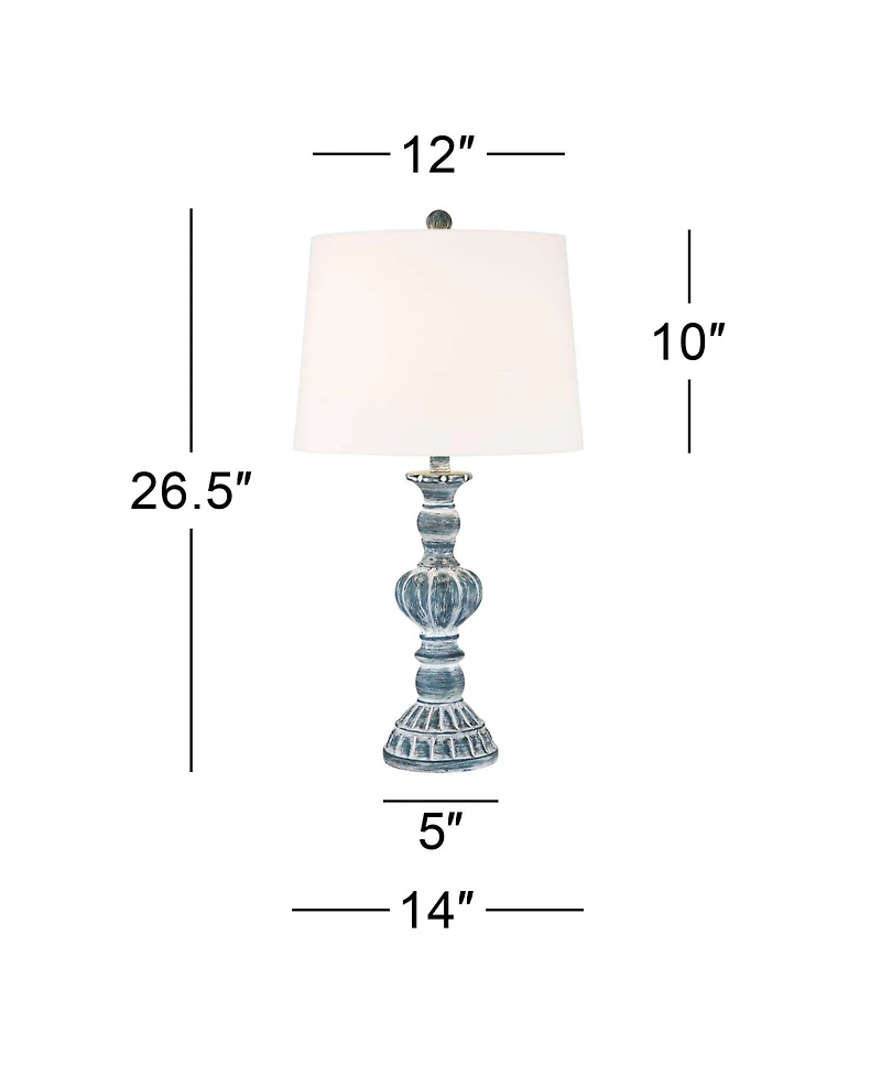 Regency Hill Tanya 26 1/2" Tall Farmhouse Traditional Table Lamps Set of 2 WiFi Smart Socket Wash Living Room Bedroom