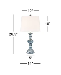 Regency Hill Tanya 26 1/2" Tall Farmhouse Traditional Table Lamps Set of 2 WiFi Smart Socket Wash Living Room Bedroom