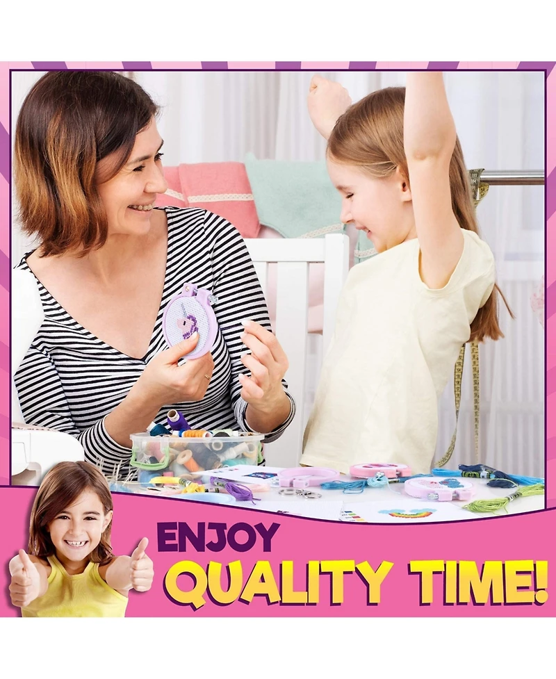 Gnuadz 5 kits Cross Stitch Backpack Charms Keychains Embroidery Kit Beginners Kids Needlepoint Craft