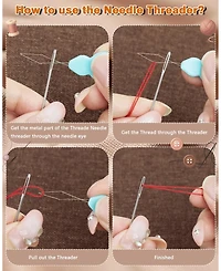 Gnuadz 40PCS Stainless Steel Sewing Needles Large Eye Leather Embroidery Threaders Handsewing Crafts