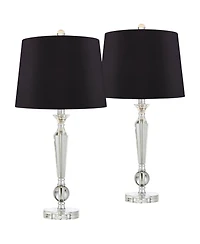 Vienna Full Spectrum Jolie Traditional Glam Table Lamps 26" High Set of 2 stick Clear Crystal Glass Shade for Bedroom Living Room Bedside