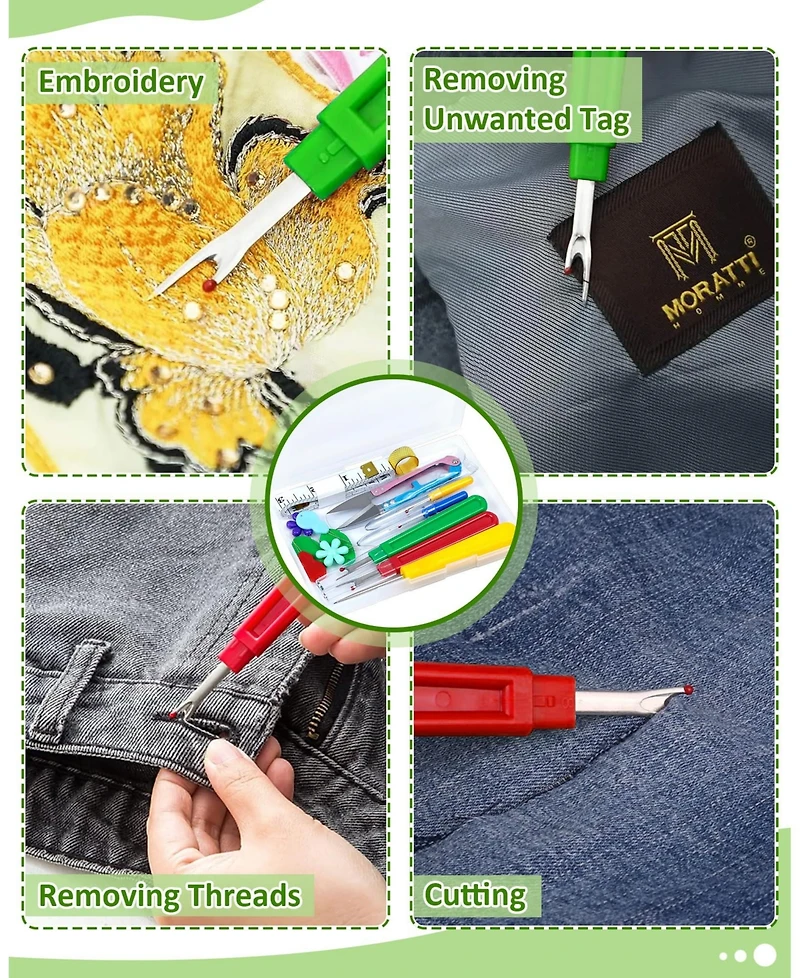Gnuadz Seam Rippers Thread Ripper Embroidery Removal Tool Threaders Thimbles Tape Measure Awl Snips