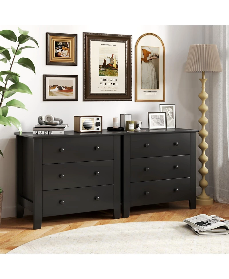 Slickblue 3 Drawer Bedside Dresser Chest for Bedroom Storage