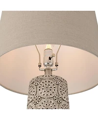 360 Lighting Lavinia 24 1/2"H Carved Stone Motif Table Lamp Set of 2 with Dimmer