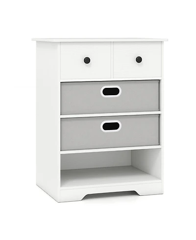 Slickblue 4-Drawer Storage Dresser with Open Shelves Modern Design