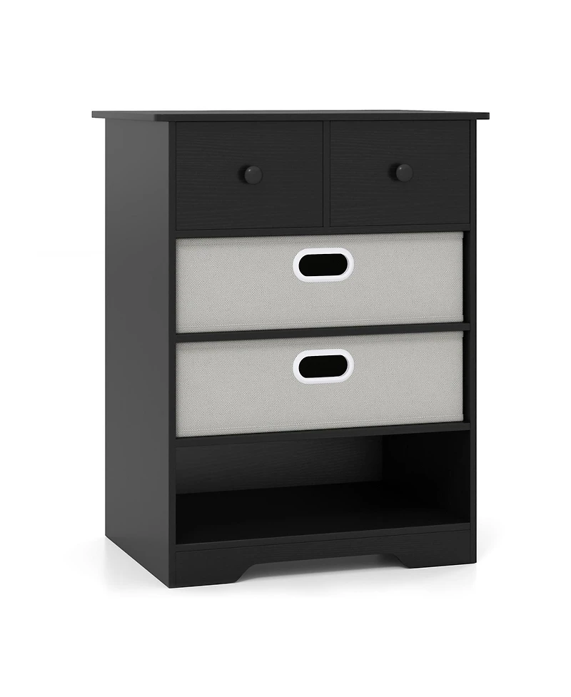 Slickblue 4-Drawer Storage Dresser with Open Shelves Modern Design