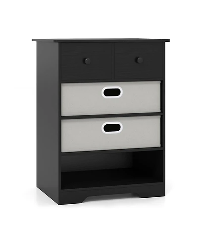 Slickblue 4-Drawer Storage Dresser with Open Shelves Modern Design