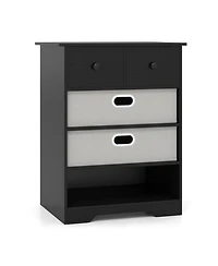 Slickblue 4-Drawer Storage Dresser with Open Shelves Modern Design
