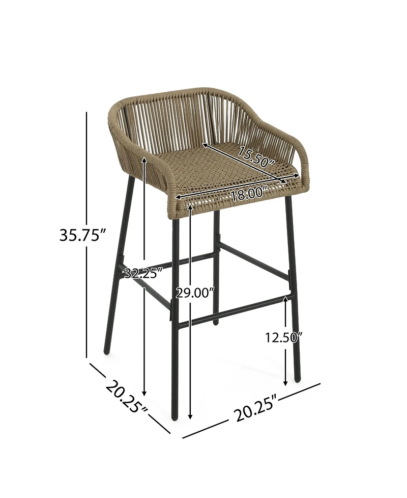 sumyeg La Push Outdoor Patio Rope Bar Stool, Patio Bar Chair Set of 2
