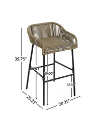 sumyeg La Push Outdoor Patio Rope Bar Stool, Patio Bar Chair Set of 2