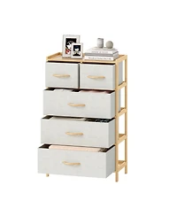 Slickblue 5-Drawer Light Storage Dresser with Top Shelf for Bedroom Use