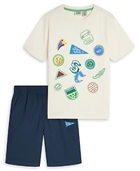 Scotch & Soda Boys' Toddler 2T-4T Graphic Short-Sleeve T-Shirt and Shorts, 2-Piece Set