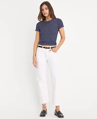 Good American Women's Striped Short-Sleeve Crop T-Shirt