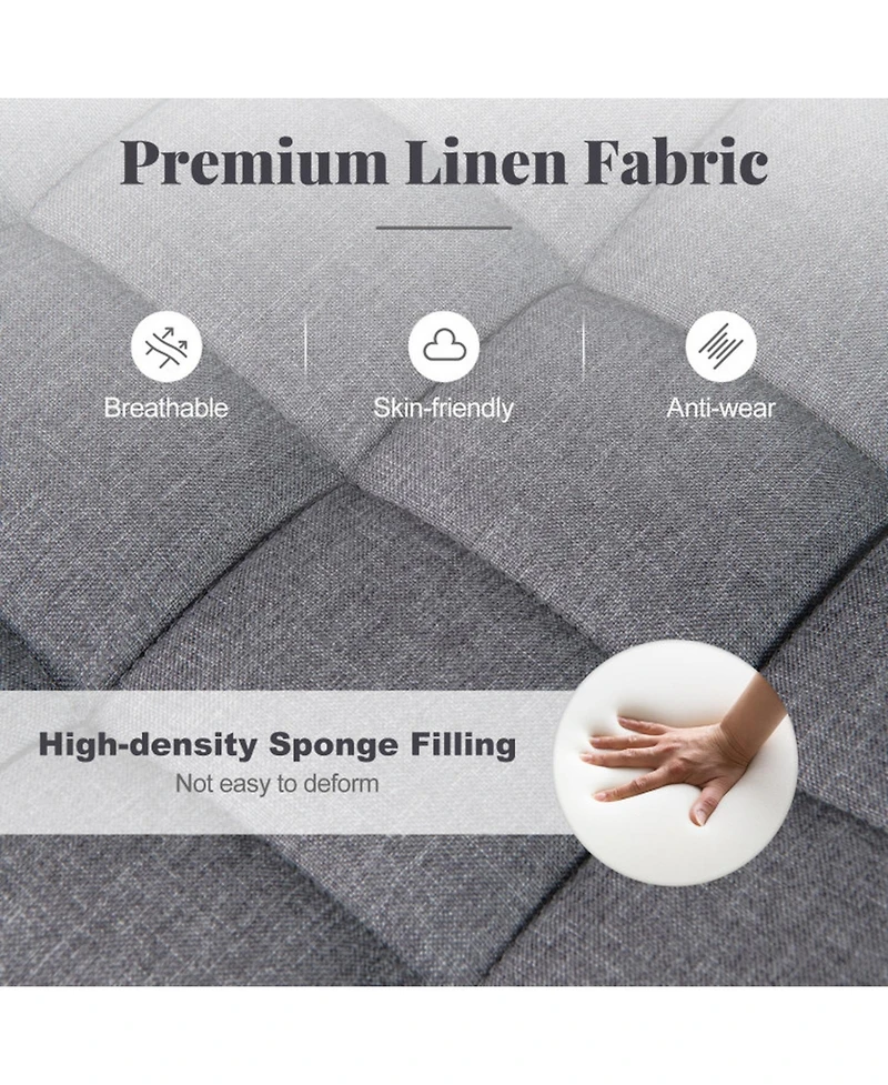 Gouun Armless Upholstered Rolling Vanity Chair with Adjustable Height