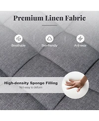 Gouun Armless Upholstered Rolling Vanity Chair with Adjustable Height