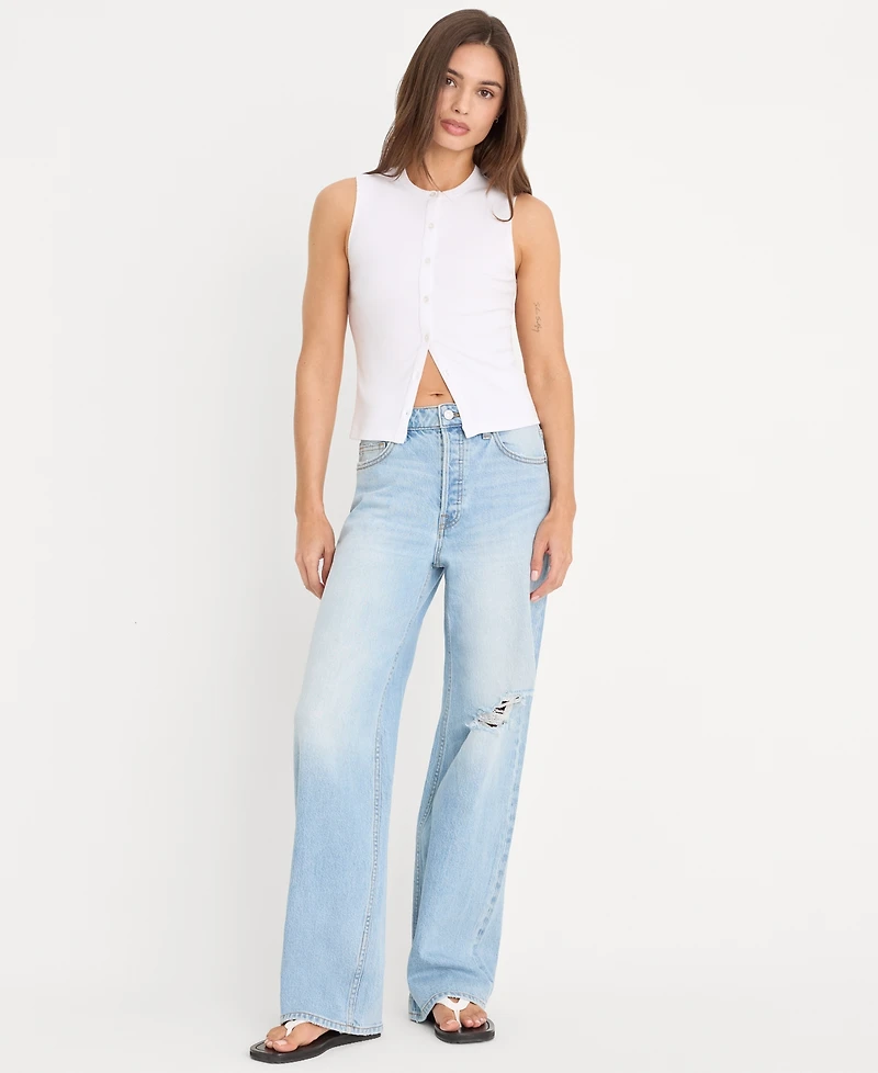 Good American Women's Button-Front Sleeveless Top, Regular & Plus