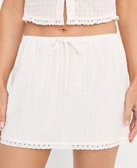 Good American Women's Eyelet Voile Pull-On Mini Skirt