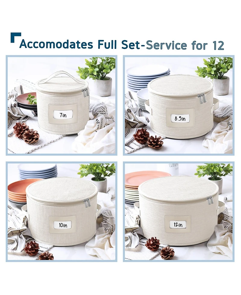 StorageBud Fine China Storage Containers,Coffee Mug Storage and Wine Glass Storage Box with Dividers, Quilted Dish Organizers