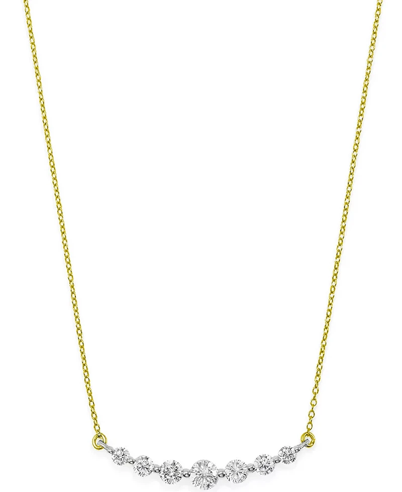 Diamond Graduated Bar Statement Necklace (1 ct. t.w.) in 14k Gold & White Gold, 16" + 2" extender