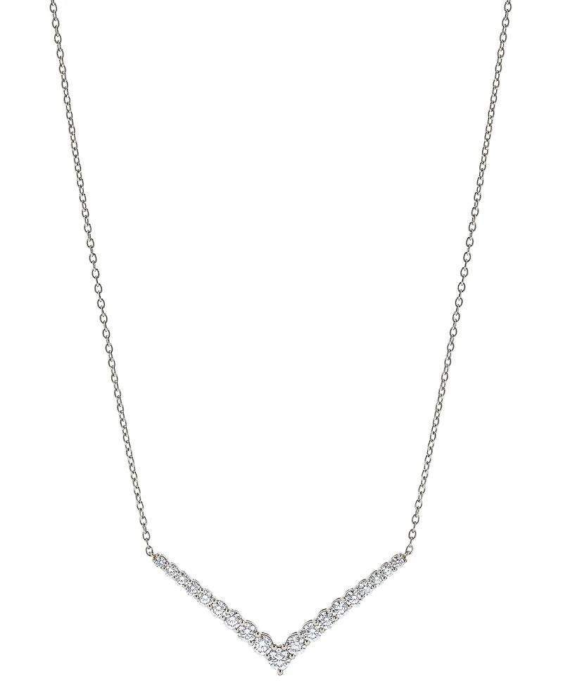 Diamond Chevron Statement Necklace (2 ct. t.w.) in 14k White Gold, 16" + 2" extender