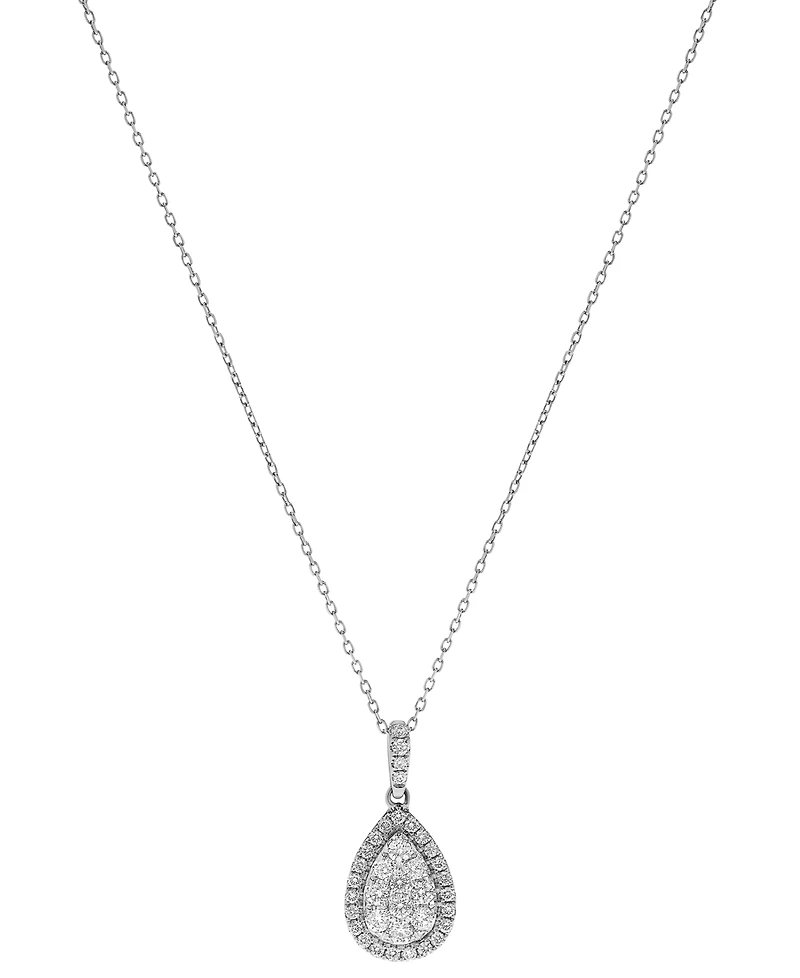 Diamond Teardrop Cluster Halo Pendant Necklace (5/8 ct. t.w.) in 14k Gold or 14K White Gold