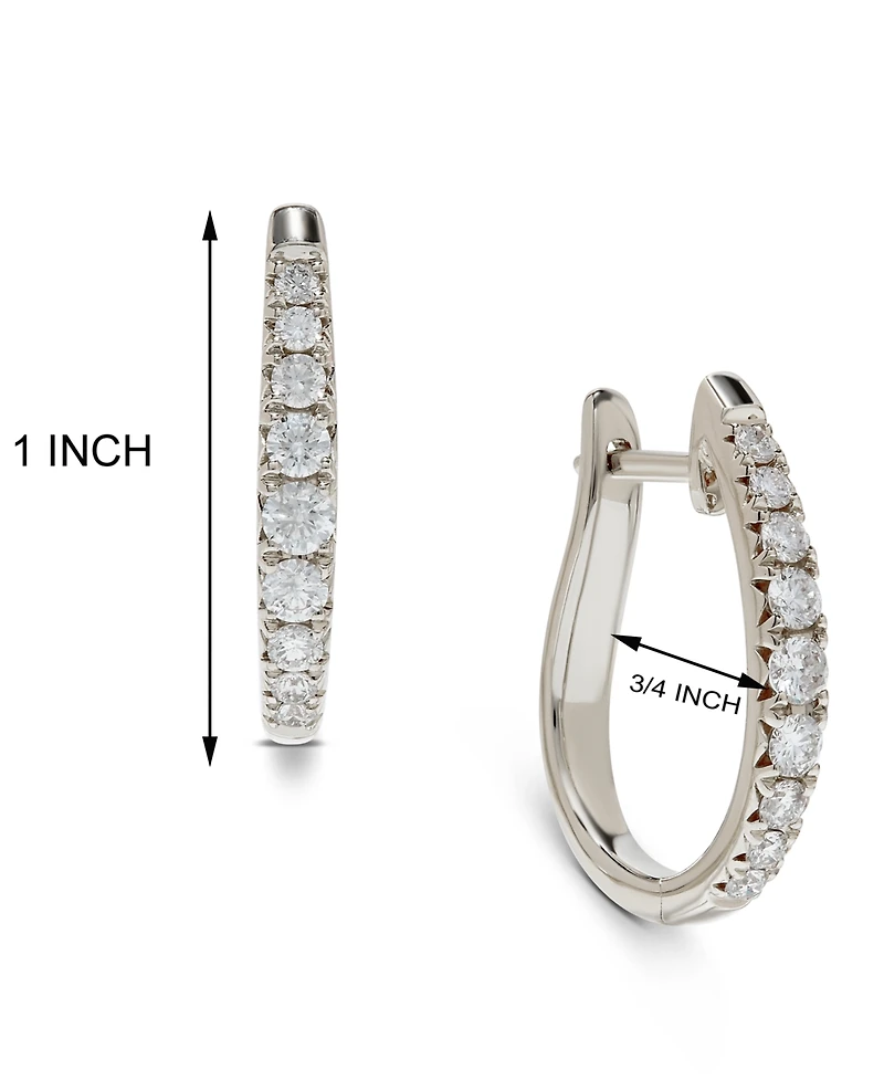 Diamond Oval Graduated Hoop Earrings (3/4 ct. t.w.) in 14k White or Yellow Gold