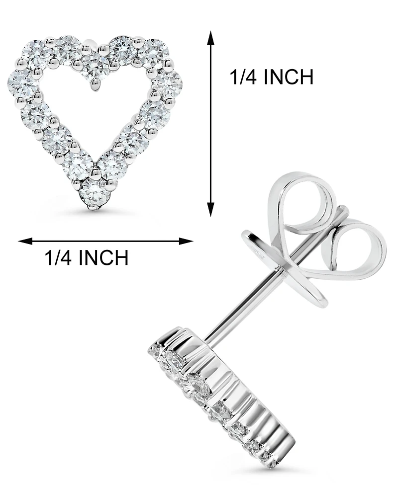 Diamond Heart Stud Earrings (1/2 ct. t.w.) in 14k White Gold