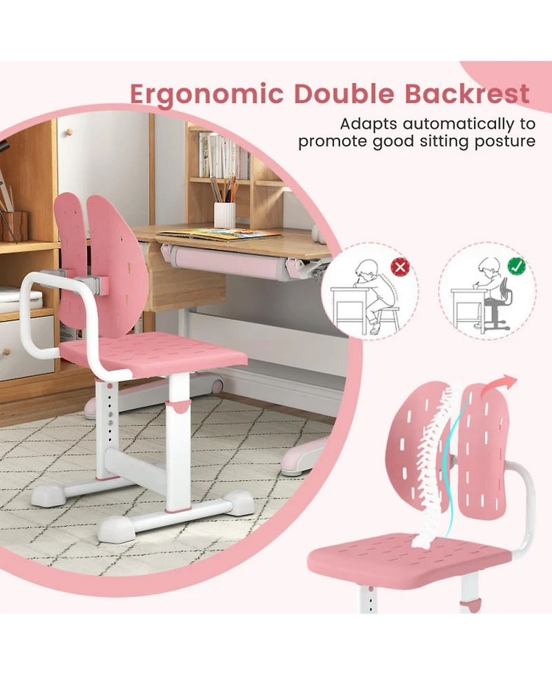 Gouun Height-Adjustable Double Back Support Study Chair for Kids 3