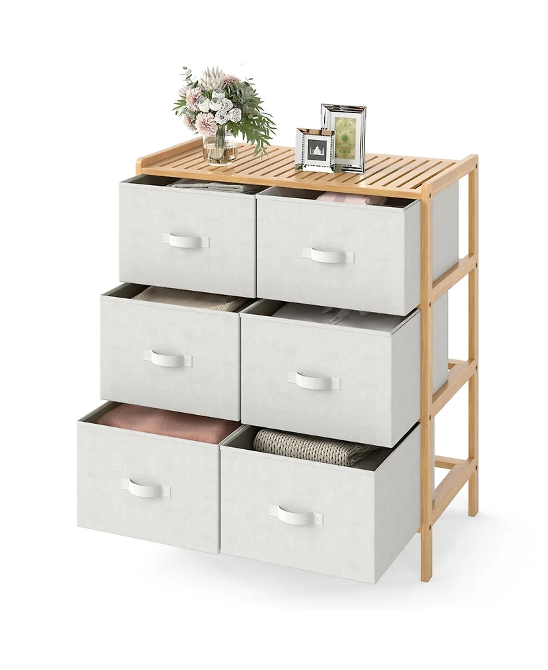Slickblue Fabric Storage Dresser with 6 Drawers and 6 Bins for Home