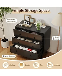 Slickblue 4 Drawer Wooden Dresser Wide Storage Cabinet for Bedroom