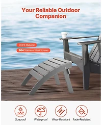 Sugift Adirondack Ottoman 21.5L x 18.9W in Hdpe Plastic Weather-Resistant Foldable