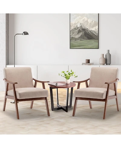 Clihome Modern Accent Chair, Living Room Chair with Solid Wood Frame, Lounge Wingback