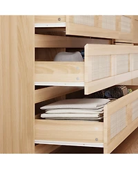 Famapy 9-Drawer Rattan Bedroom Dresser, Modern Chest with Deep Drawers