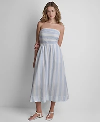 Dkny Jeans Women's Striped Strapless Midi Dress